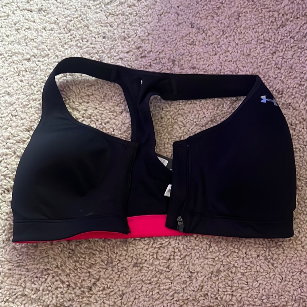 Under Armour Black and Pink Sports Bra for Active Comfort